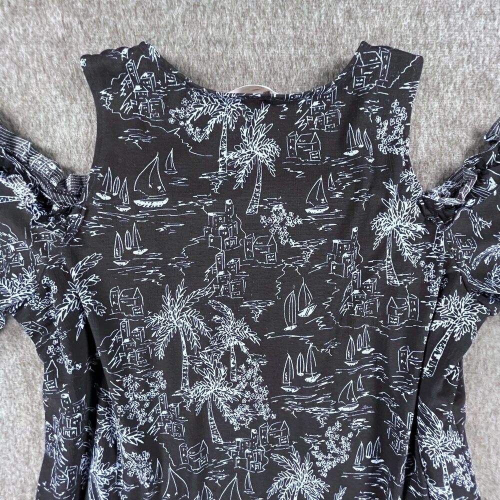 LC Lauren Conrad Toile Sailboat Palm Tree Dress XXL Coastal Resort Beach Summer - Picture 14 of 15